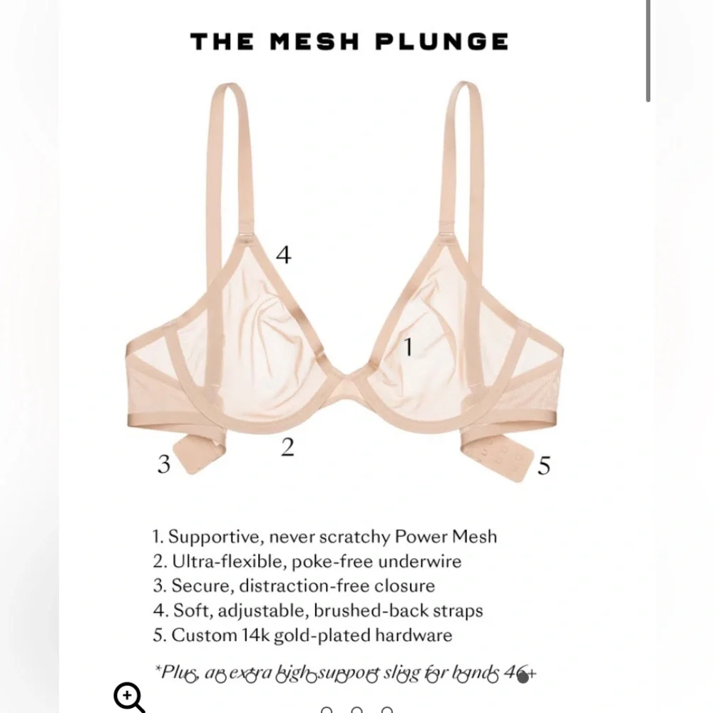 NEW CUUP The Plunge Sheer Bra Black Mesh Underwire Demi Bralette 14K Gold Detail